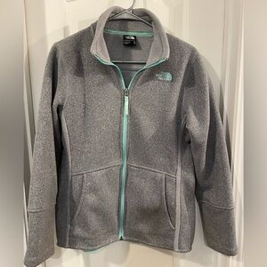 The North Face Gray and Teal Jacket sz XL 
EUC